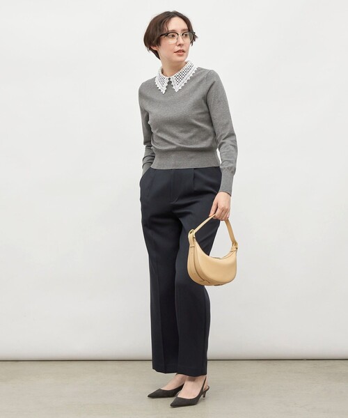 NOLLEY’S(ノーリーズ)の「《セットアップ対応》ウォッシャブルウール調セミワイドパンツ(その他パンツ・レディース・ネイビー/ベージュ/ブラウン・38/36/34/40)」の12枚目の写真