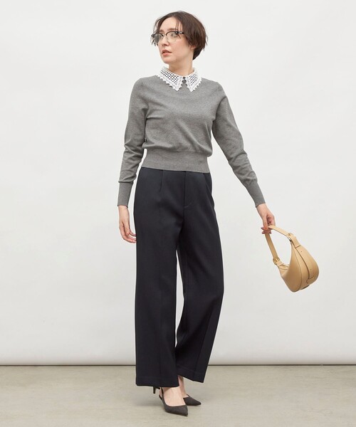 NOLLEY’S(ノーリーズ)の「《セットアップ対応》ウォッシャブルウール調セミワイドパンツ(その他パンツ・レディース・ネイビー/ベージュ/ブラウン・38/36/34/40)」の16枚目の写真
