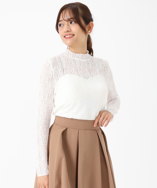 MISCH MASCH（ミッシュマッシュ）の「2025秋冬新作 シアーレースカットソー（Tシャツ/カットソー・レディース・ホワイト/ブラック・ﾌﾘ-）」の6枚目の写真