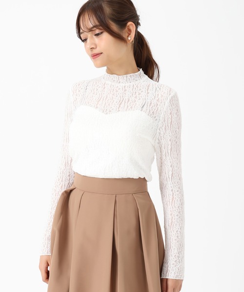 MISCH MASCH（ミッシュマッシュ）の「2025秋冬新作 シアーレースカットソー（Tシャツ/カットソー・レディース・ホワイト/ブラック・ﾌﾘ-）」の7枚目の写真