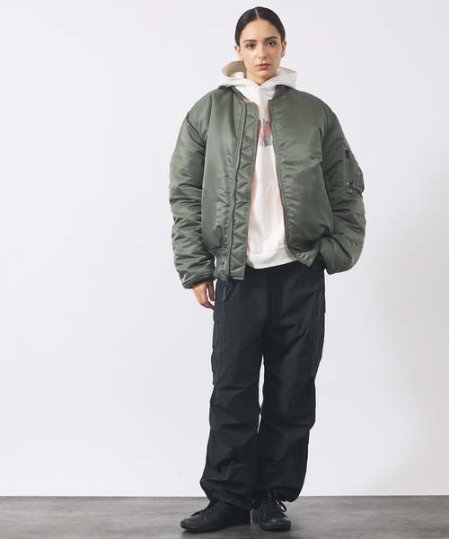 REMI RELIEF（レミレリーフ）の「【REMI RELIEF / レミ レリーフ】ダブルSP加工裏毛パーカー(AKIRAMETE)/ユニセックス（パーカー・メンズ・ブラック/オフホワイト・M/L）」の7枚目の写真