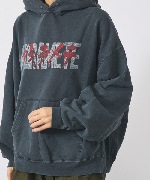 REMI RELIEF（レミレリーフ）の「【REMI RELIEF / レミ レリーフ】ダブルSP加工裏毛パーカー(AKIRAMETE)/ユニセックス（パーカー・メンズ・ブラック/オフホワイト・M/L）」の14枚目の写真