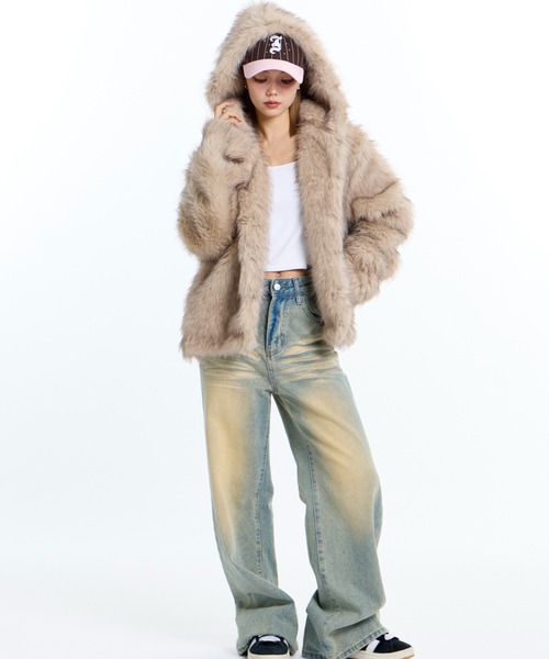 JUST A NOON(ジャストアヌーン)の「フーディーショートファーコート(その他アウター・レディース・ブラウン・FREE)」の6枚目の写真