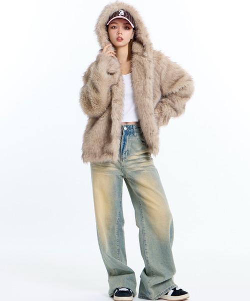 JUST A NOON(ジャストアヌーン)の「フーディーショートファーコート(その他アウター・レディース・ブラウン・FREE)」の7枚目の写真