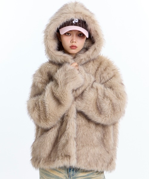 JUST A NOON(ジャストアヌーン)の「フーディーショートファーコート(その他アウター・レディース・ブラウン・FREE)」の16枚目の写真