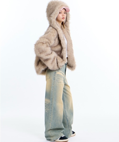 JUST A NOON(ジャストアヌーン)の「フーディーショートファーコート(その他アウター・レディース・ブラウン・FREE)」の19枚目の写真