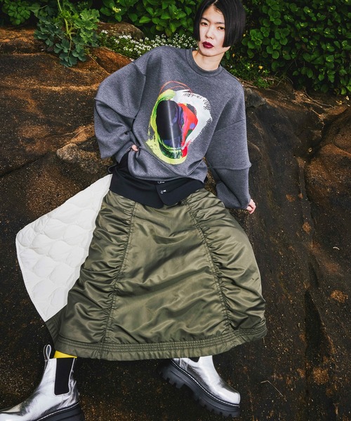 スカート OMMO MIX FABRIC FLARE MIX FABRIC FLARE SK（スカート）｜OMMO（オーエムエムオー）の