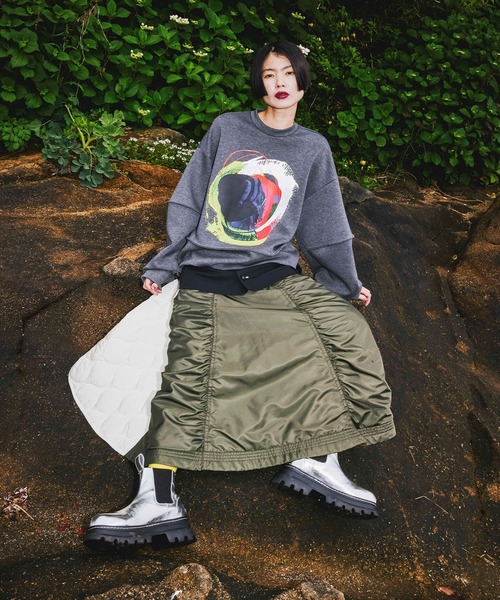 スカート OMMO MIX FABRIC FLARE SK MIX FABRIC FLARE SK（スカート）｜OMMO（オーエムエムオー）の