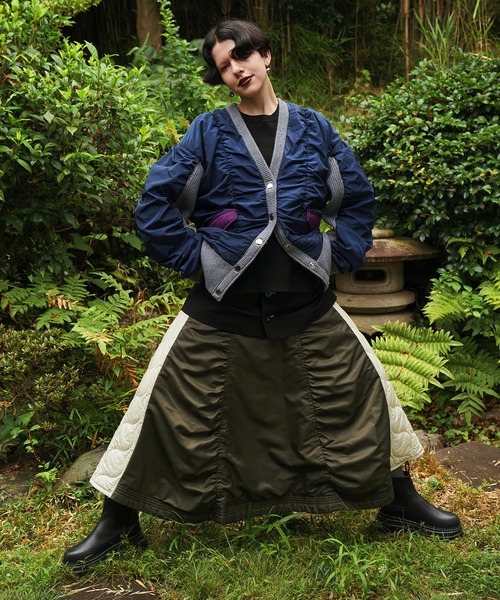 スカート OMMO MIX FABRIC FLARE SK MIX FABRIC FLARE SK（スカート）｜OMMO（オーエムエムオー）の