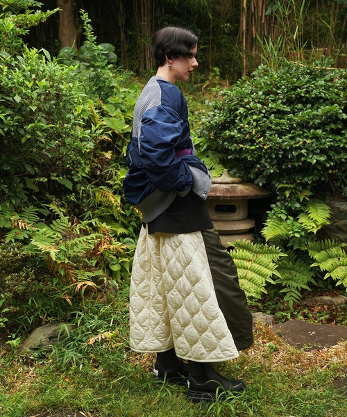 スカート OMMO MIX FABRIC FLARE SK OMMO ONLINE STORE / MIX FABRIC FLARE SK