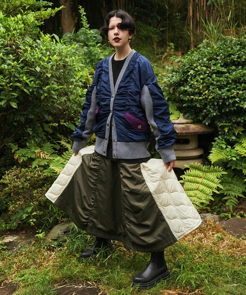 OMMO(オーエムエムオー)の「MIX FABRIC FLARE SK(スカート・レディース・グレー/ブラック・36/38)」の22枚目の写真