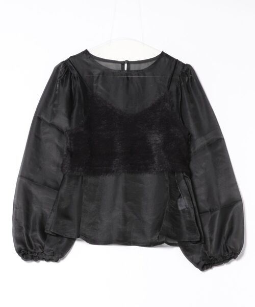 STYLEBLOCK（スタイルブロック）の「シアー×カットシャギービスチェセットブラウス（シャツ/ブラウス・レディース・ブラック/ライトベージュ・M）」の2枚目の写真