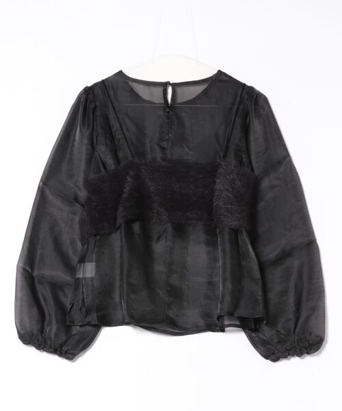 STYLEBLOCK（スタイルブロック）の「シアー×カットシャギービスチェセットブラウス（シャツ/ブラウス・レディース・ブラック/ライトベージュ・M）」の3枚目の写真