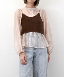 シアー×カットシャギービスチェセットブラウス