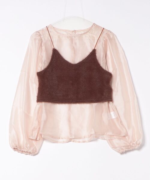 STYLEBLOCK（スタイルブロック）の「シアー×カットシャギービスチェセットブラウス（シャツ/ブラウス・レディース・ブラック/ライトベージュ・M）」の5枚目の写真