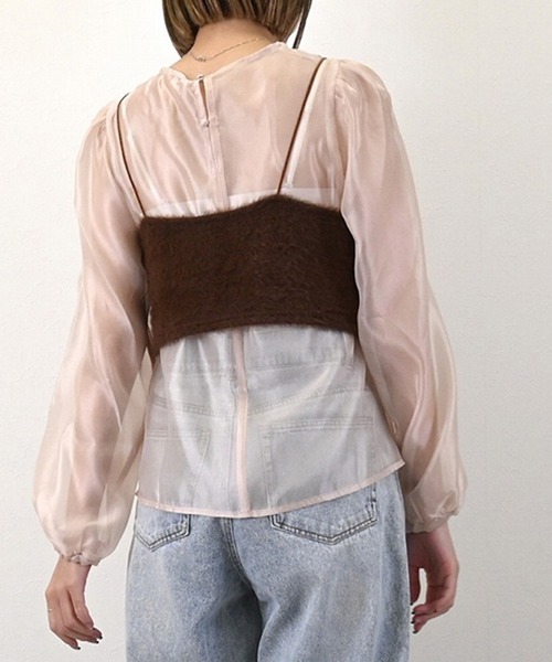 STYLEBLOCK（スタイルブロック）の「シアー×カットシャギービスチェセットブラウス（シャツ/ブラウス・レディース・ブラック/ライトベージュ・M）」の8枚目の写真