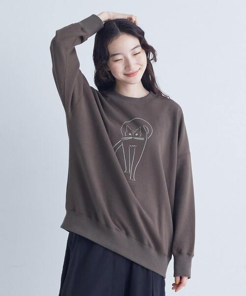 conges payes ADIEU TRISTESSE（コンジェ ペイエ アデュートリステス）の「裏毛プルオーバー（スウェット・レディース・ブラウン/オフホワイト/ライトグレー・FREE）」の3枚目の写真