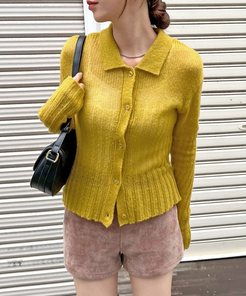 ABYS(アビス)の「襟付きニットカーディガン(カーディガン/ボレロ・レディース・グレー/ブラック/イエロー・FREE)」の2枚目の写真