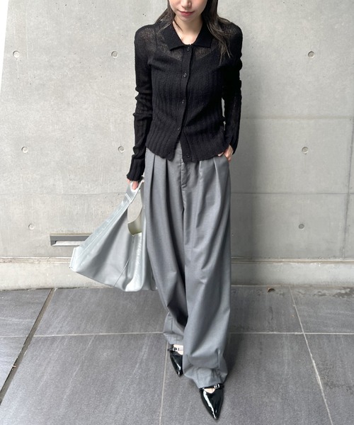 ABYS(アビス)の「襟付きニットカーディガン(カーディガン/ボレロ・レディース・グレー/ブラック/イエロー・FREE)」の20枚目の写真