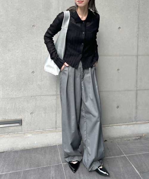 ABYS(アビス)の「襟付きニットカーディガン(カーディガン/ボレロ・レディース・グレー/ブラック/イエロー・FREE)」の10枚目の写真