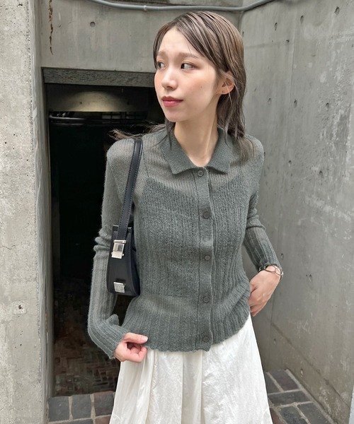 ABYS(アビス)の「襟付きニットカーディガン(カーディガン/ボレロ・レディース・グレー/ブラック/イエロー・FREE)」の15枚目の写真