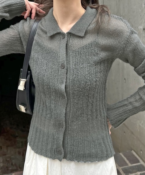 ABYS(アビス)の「襟付きニットカーディガン(カーディガン/ボレロ・レディース・グレー/ブラック/イエロー・FREE)」の18枚目の写真