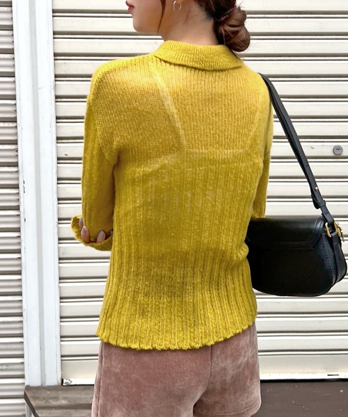 ABYS(アビス)の「襟付きニットカーディガン(カーディガン/ボレロ・レディース・グレー/ブラック/イエロー・FREE)」の8枚目の写真