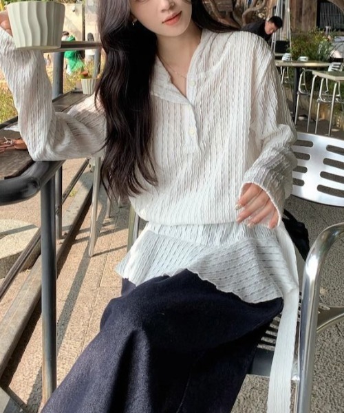 gossip!ロサンゼルス(ゴシップロサンゼルス)の「【低身長Sサイズあり】ジャガードニット透け感シンプルカジュアル ベルトデザインプルオーバー(パーカー・レディース・ホワイト・L/M/S/XL)」の21枚目の写真