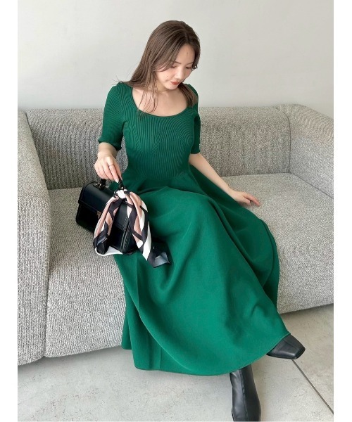 【新品】FRAY I.D　スクエアネックホールガーメントワンピース スクエアーネックホールガーメントワンピース（ワンピース）｜FRAY I.D