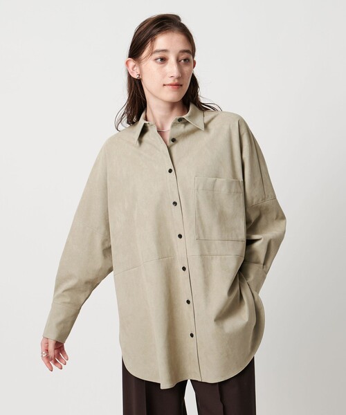 SACRA（サクラ）の「＜SACRA＞スエードライク ポケット シャツ（シャツ/ブラウス・レディース・ブラック/オリーブ・38）」の3枚目の写真