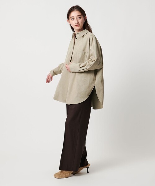 SACRA（サクラ）の「＜SACRA＞スエードライク ポケット シャツ（シャツ/ブラウス・レディース・ブラック/オリーブ・38）」の4枚目の写真