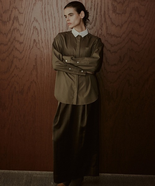 LE CIEL BLEU(ルシェルブルー)の「タックサテンマキシスカート / Tucked Satin Maxi Skirt(スカート・レディース・ブラウン/ピンク・36/34/38)」の1枚目の写真