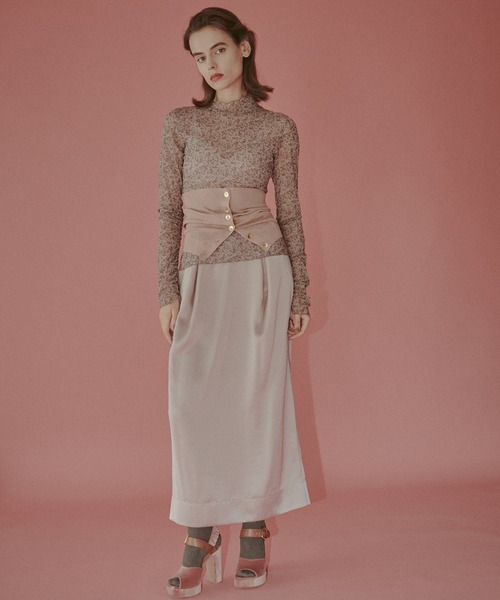 LE CIEL BLEU(ルシェルブルー)の「タックサテンマキシスカート / Tucked Satin Maxi Skirt(スカート・レディース・ブラウン/ピンク・36/34/38)」の2枚目の写真