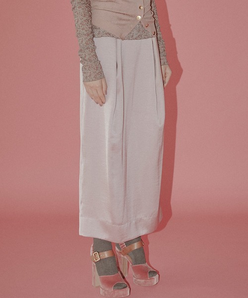 LE CIEL BLEU(ルシェルブルー)の「タックサテンマキシスカート / Tucked Satin Maxi Skirt(スカート・レディース・ブラウン/ピンク・36/34/38)」の8枚目の写真