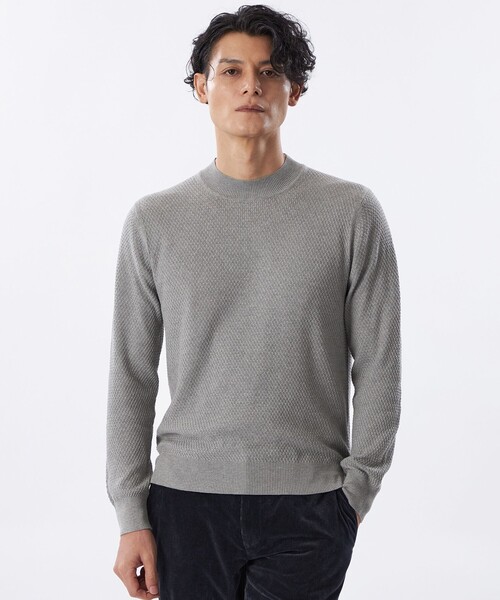 EPOCA UOMO(エポカウォモ)の「*Safari11月号掲載*ミニマルモックネックニット(ニット/セーター・メンズ・ホワイト/ダークネイビー/グレー系その他・46/48)」の2枚目の写真