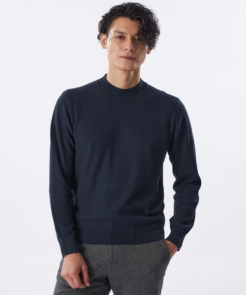 EPOCA UOMO(エポカウォモ)の「*Safari11月号掲載*ミニマルモックネックニット(ニット/セーター・メンズ・ホワイト/ダークネイビー/グレー系その他・46/48)」の3枚目の写真