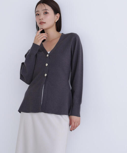 NATURAL BEAUTY BASIC(ナチュラルビューティーベーシック)の「◇ウエストシェイプスリットカーディガン(カーディガン/ボレロ・レディース・チャコールグレー/ベージュ/ダークブルー・FREE)」の11枚目の写真