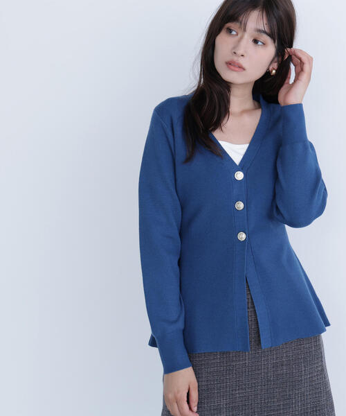 NATURAL BEAUTY BASIC(ナチュラルビューティーベーシック)の「◇ウエストシェイプスリットカーディガン(カーディガン/ボレロ・レディース・チャコールグレー/ベージュ/ダークブルー・FREE)」の5枚目の写真