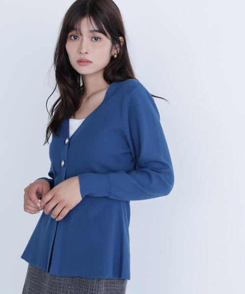 NATURAL BEAUTY BASIC(ナチュラルビューティーベーシック)の「◇ウエストシェイプスリットカーディガン(カーディガン/ボレロ・レディース・チャコールグレー/ベージュ/ダークブルー・FREE)」の7枚目の写真