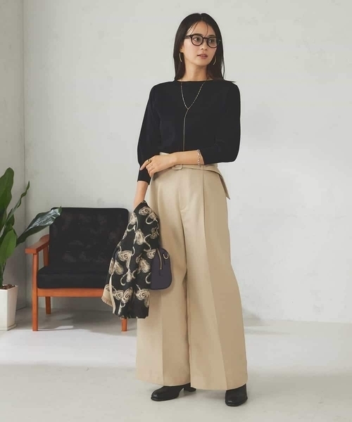 a.v.v(アーヴェヴェ)の「【UVカット/洗える】ボートネックパフスリーブ美ラクるニット(ニット/セーター・レディース・ピンク/グリーン/グレー系その他/ブラック・38/36/40/42/34)」の7枚目の写真