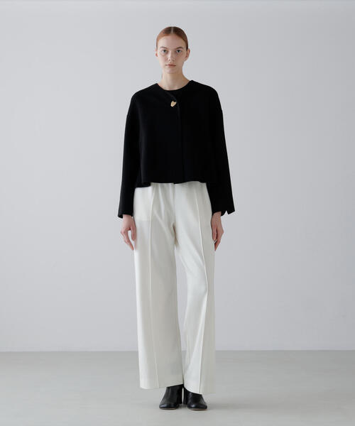 アドーア　カシミヤ　ウール　ノーカラー　ジャケット　コート アドーア カシミヤ ウール ノーカラー ジャケット コート アドーア