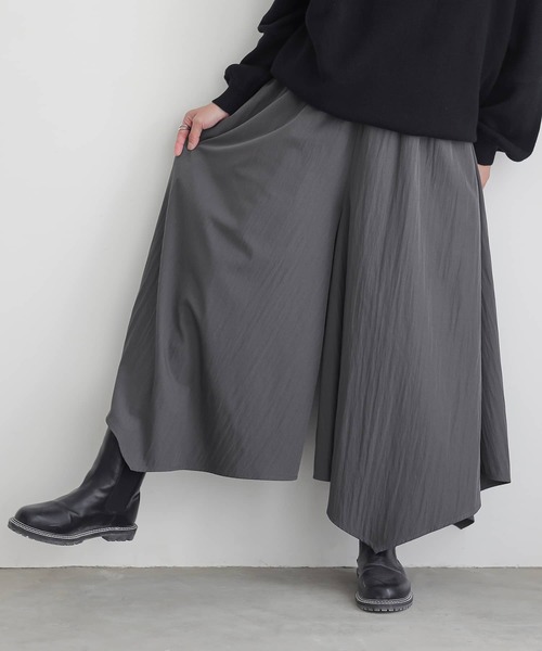 n'OrLABEL(ノアールレーベル)の「『イレギュラーヘムガウチョパンツ』(その他パンツ・レディース・グリーン/ブラック/グレー・FREE)」の2枚目の写真