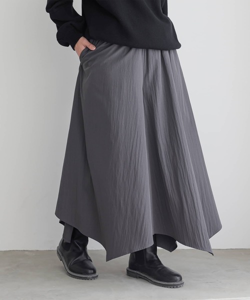 n'OrLABEL(ノアールレーベル)の「『イレギュラーヘムガウチョパンツ』(その他パンツ・レディース・グリーン/ブラック/グレー・FREE)」の7枚目の写真