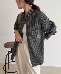 fredy emue | チェック刺繍シャツ(シャツ/ブラウス)