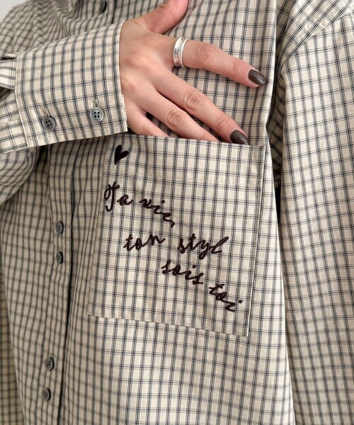 fredy emue（フレディエミュ）の「チェック刺繍シャツ（シャツ/ブラウス・レディース・ブラック系その他/ベージュ系その他・38）」の12枚目の写真