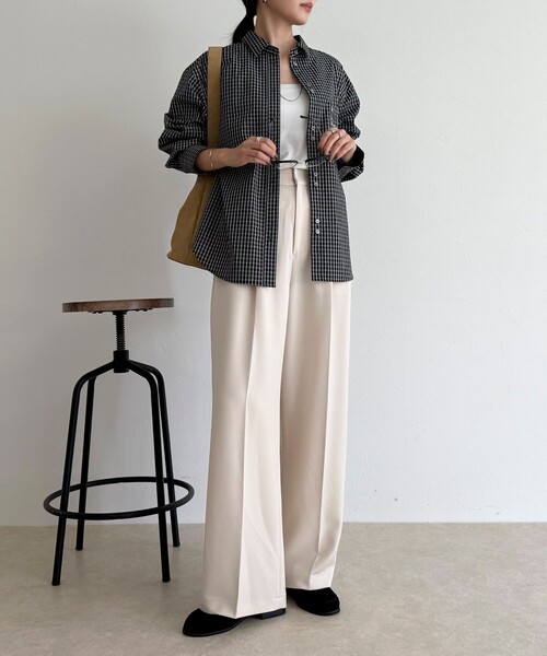 fredy emue（フレディエミュ）の「チェック刺繍シャツ（シャツ/ブラウス・レディース・ブラック系その他/ベージュ系その他・38）」の15枚目の写真