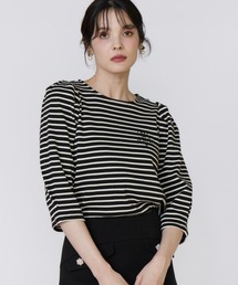 パフスリーブ」に該当するトップス（ボーダー柄）ファッション