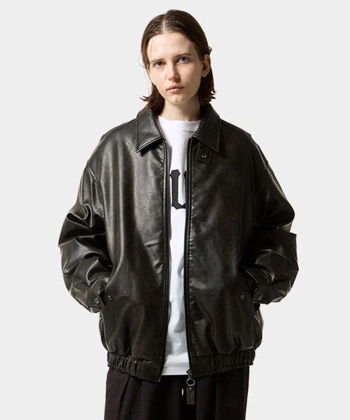 HUFブラウンレザーフードジャケット HUFブラウンレザーフードジャケット