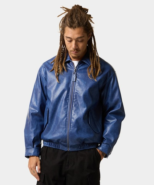 HUF / eightynine desert jacket/ジャケット/S/フェイクレザー/BLU HUF eightynine DESERT JACKET（ブルゾン）｜HUF（ハフ）の