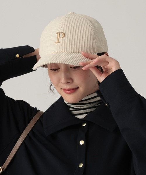 Elura（エルーラ）の「コーデュロイ刺繍キャップ/587989（キャップ・レディース・ネイビー/オフホワイト・ONE SIZE）」の2枚目の写真